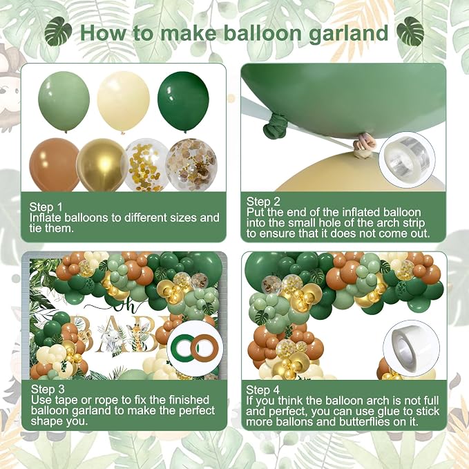 148 pcs Safari Jungle lion Balloon Arch Kit - Image 3