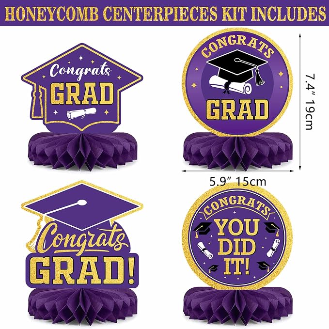 Graduation Decorations Class of 2026 Purple and Gold Balloon Boxes and Arch - Image 4
