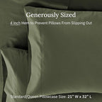 California Design Den Standard/Queen Pillow Cases Set of 2 - Luxuriously Soft Premium 600 Thread Count, 100% Cotton, Crisp Sateen, Fits Standard & Queen Pillows - Dark Olive Green