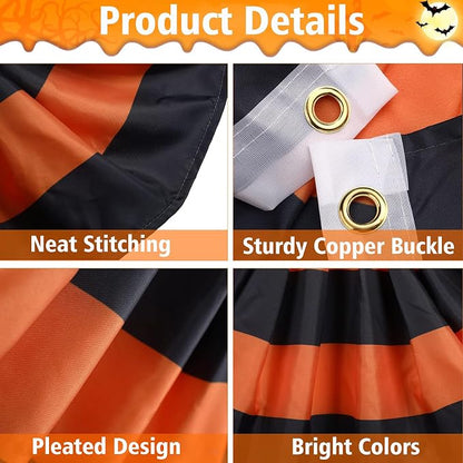 Halloween Bunting Flag 2x4 FT Fully Sewn Orange & Black 5 Stripe - Image 5