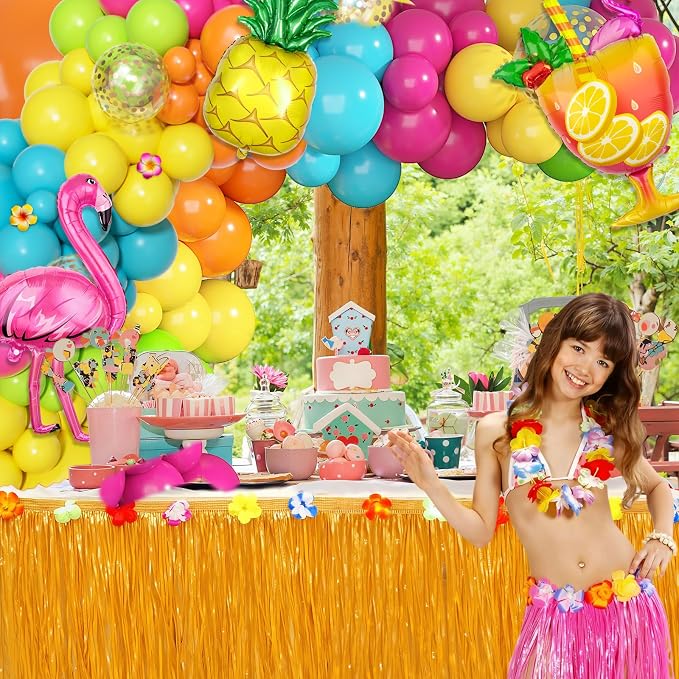 189Pcs Tropical Balloons Arch Kit, Luau Summer Party Decorations | Hot Pink - Image 3