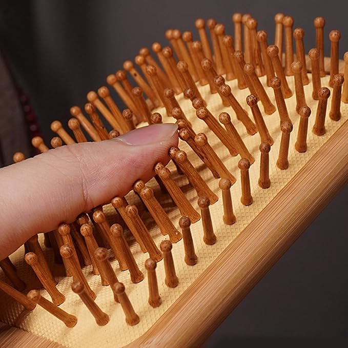 Lindale Wooden Hair Brush for Women Men, Natural Bamboo Detangler Paddle Hairbrush for Hair Growth Massaging Scalp, Reduces Static for Curly Hair with Ergonomic Handle Oval