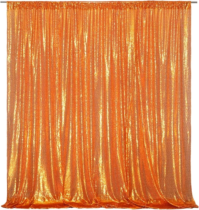 Poise3EHome 6FT x 8FT Orange Sequin Photography Backdrop Curtain by Poise3EHome