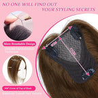 Hair Toppers for Women Real Human Hair Topper Upgrade Swiss Lace Middle Part Clip in Bangs Remy Human Hair Straight Hairpieces for Thinning Realistic Scalp 360° Cover Gray Hairy Roots Caramel Brown