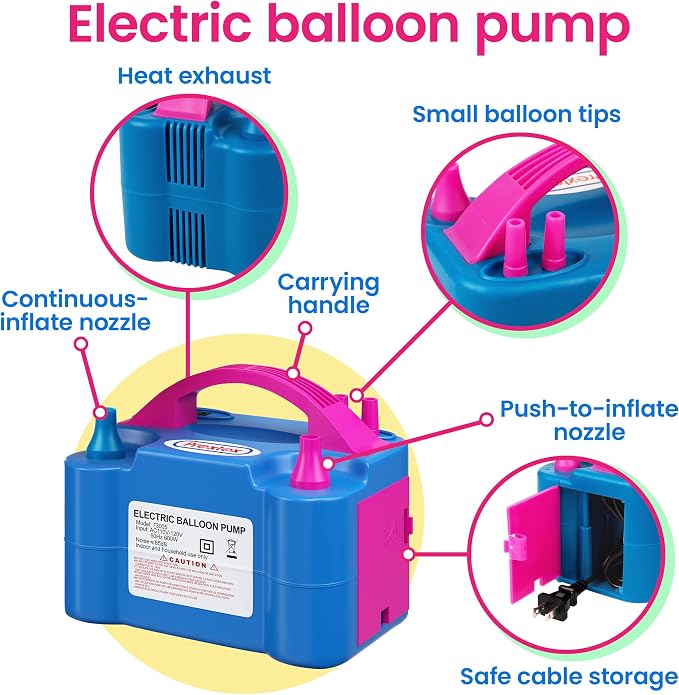 Prextex Balloons Electric Pump Inflate, Easy Bulk Balloons Filling - Image 3