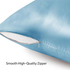 BEDELITE Satin Pillowcase with Zipper 2 Pack, Blue Pillow Cases Standard Size, Super Soft and Cooling Similar to Silk Pillow Cases, Gift for Women Men(20x26 Inches)