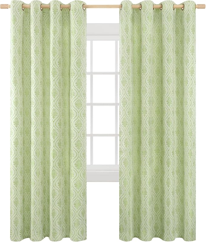 BGment Grass Green Leaf Jacquard Curtains - Image 9