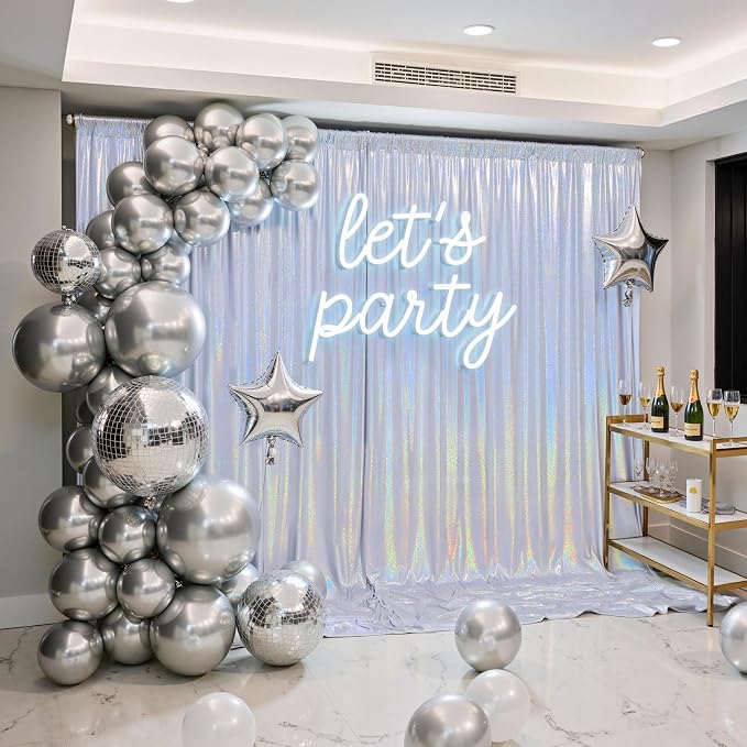 gogoparti 20x10FT Laser Silver Sequin Backdrop Curtain - Image 7