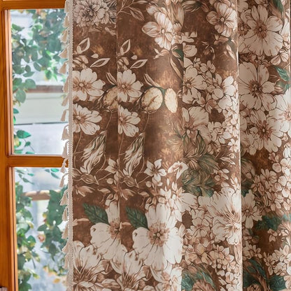 Floral Semi Sheer Rod Pocket Bedroom Curtains 84 Inch Length 2 Panels Set | - Image 6