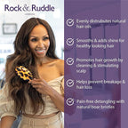 Rock & Ruddle Natural Mixed Boar Bristle Hair Brush for Women and Kids (Large 21cm) - Perfect for Wet or Dry Hair, Detangling Smoothing Blowdrying - Designed & Made in UK - Folio Society Stripe Design