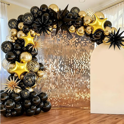 Black and Gold Balloons, Confetti Balloon 4 And 5 point Star Foil Balloon - Image 6