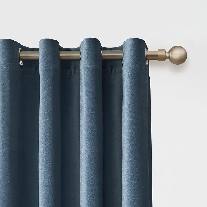 BULBUL Velvet Grayish Blue Blackout Curtains 63 inch - Image 2