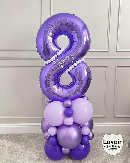 Purple 18 Number Balloons, 40 Inch Giant Number 18 Balloons Foil Mylar Helium - Image 5