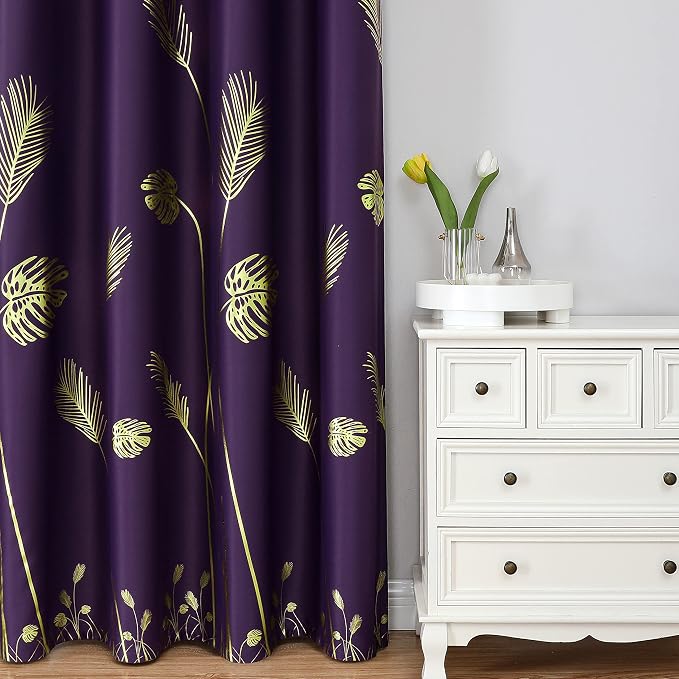 Purple Blackout Curtains & Drapes 102 Inch Length 2 Panels Set - Image 2