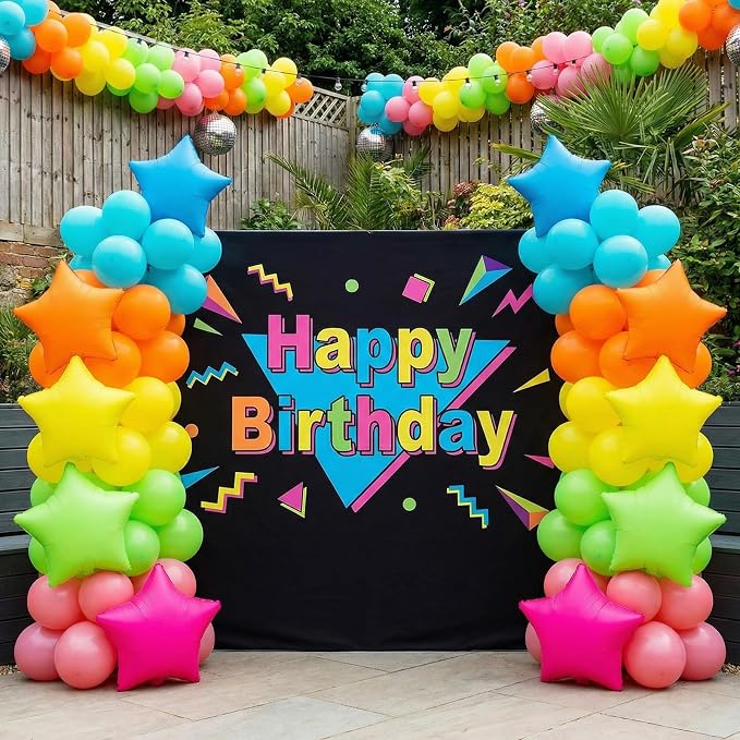 Neon Star Balloons, 19 Inch Hot Pink Blue Green Yellow Red Orange Glow - Image 6