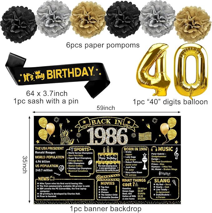Zirtorei 40th Birthday Decorations - Image 3