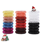 Spiral Hair Ties, 24-Pc No Crease Coil Hair Bands for Thick Hair, No Damage Phone Cord Hair Elastics Hair Scrunchies for Thin Hair, Multi-Color Ponytail Holders for Women Girls Kids