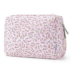 Narwey Cute Floral Makeup Bag Travel Cosmetic Bag Organizer Toiletry Bag Make Up Bags with Compartments for Women Girls (Green Leaves and Flower, Large)