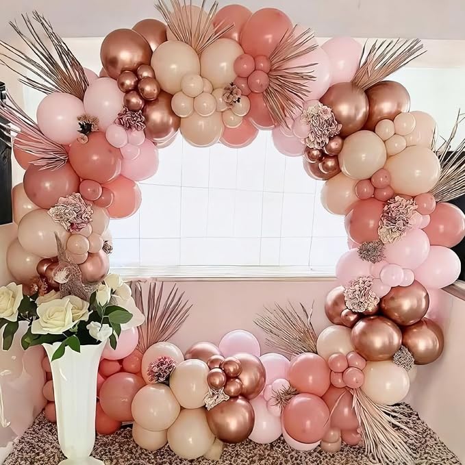HILAVO Blush Pink Balloon Garland Kit Rose Gold Dusty Pink Sand White Balloons - Image 2