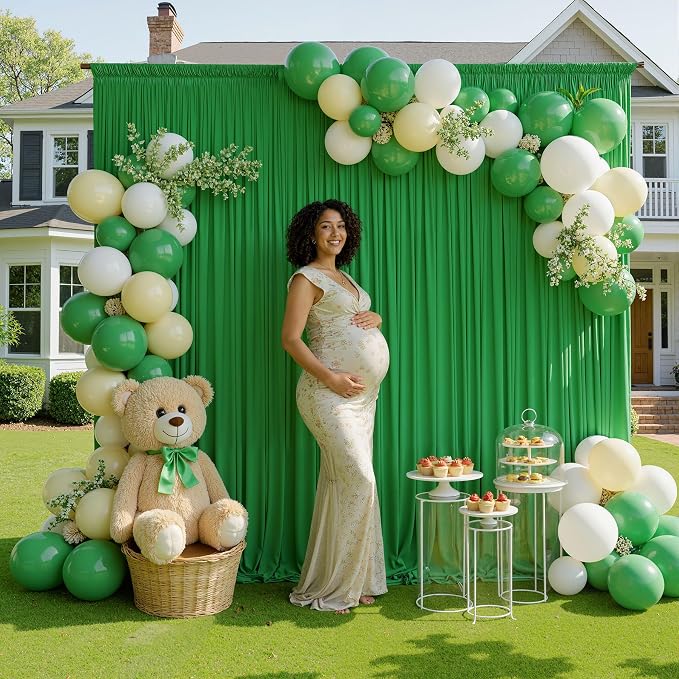 20ftx10ft Wrinkle Free Green Backdrop Curtains - Image 6