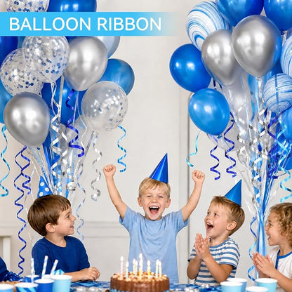 TONIFUL Blue Light Blue Silver Curling Ribbon Balloon String Gift Wrapping | - Image 4
