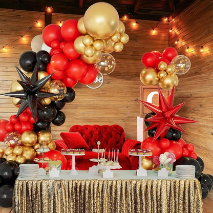 146pcs Red Black and Gold Balloons Garland Arch Kit - Image 4