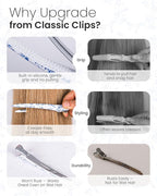 AIMIKE 4.8" Porcelia Qing Clips for Styling – Built-In Silicone Band Duckbill Hair Clips, No-Crease Non-Slip Sectioning Clips for Thick, Curly Hair, Ideal for Makeup, Hairstyling & Rollers, 4-Pack