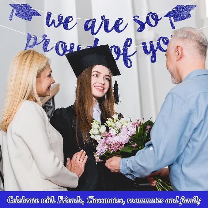 2026 Graduation Decorations Pre-Strung Blingbling We Are So Proud of You Banner - Image 4