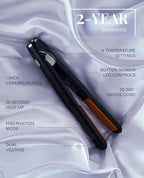 GLAMPALM Hair Straightener 0.6" Ceramic Volumizing flat iron Infused with Vita C, Korea's #1 Professional Salon Tool, Curved Plates, Dual Voltage, 11 Heat Settings(220°–450°), 20s Fast Heat-Up (GP106)
