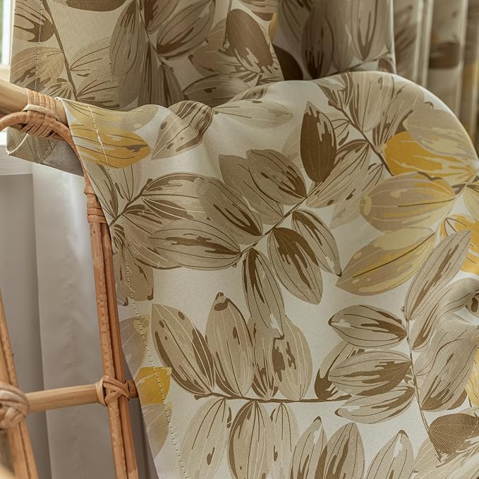 SUOUO Brown Floral Blackout Curtains - Image 8