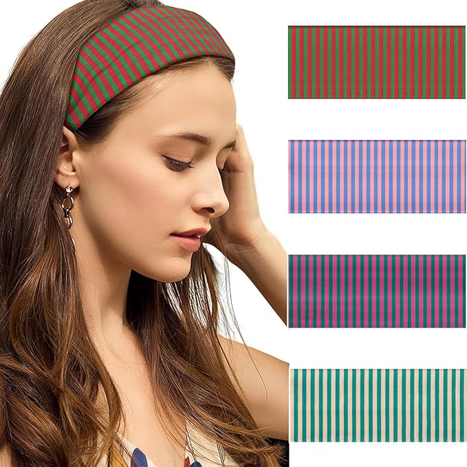 4pcs Headbands for Women Striped n's Hair Workout Yoga Running Hair Bands for Women's Hair Accessories