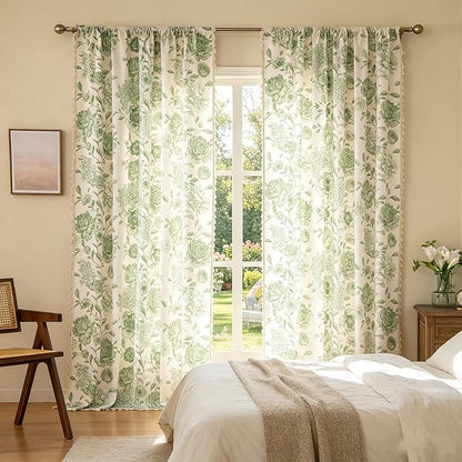 F-CHU Boho Floral Linen Curtains - Image 2