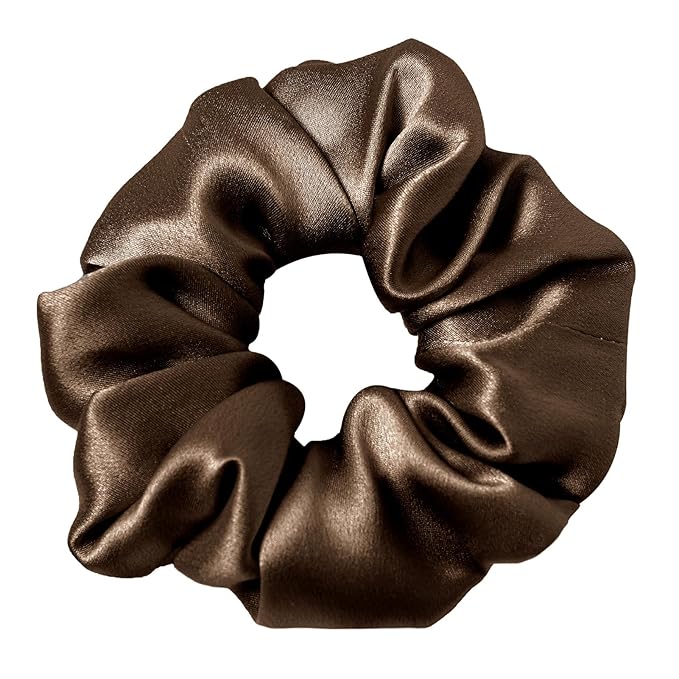 LilySilk Silk Hair Scrunchie, 100% Mulberry Silk, No Damage, Elastic, Chocolate, 1 Count