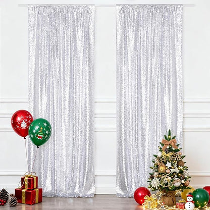 Eternal Beauty Silver 3mm Sequin Backdrop 2x8 Ft 2 Pack Wedding | Dense Sparkle - Image 2