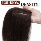 SEGO Real Human Hair Topper for Women, No Bangs Hair Topper with Anti-Slip Clips (14 Inches Dark Brown)