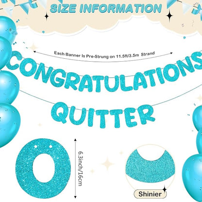 Fulmoon Pre Strung Congratulations Quitter Glitter Banner Funny Retirement - Image 2