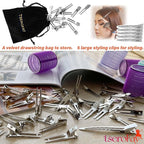 55 Pcs Metal Silver Hair Clips for Women Pin Curl Roller, 1.8” Double Prong Root Lift Clips for Curly Hair Volume, Locs Retwist Dreads, Curler Setting Clippies for Thick Styling Sectioning