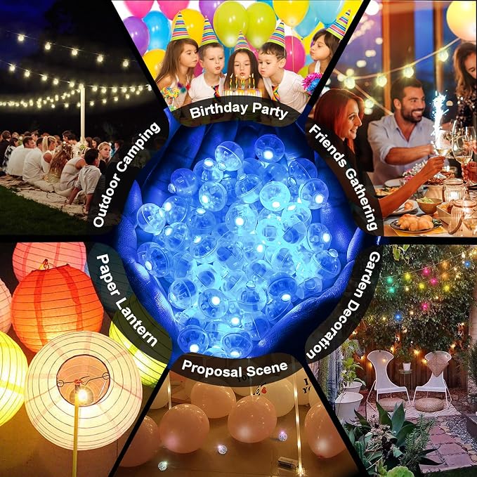 100pcs Blue LED Balloon Light, Round LED Ball Lamp Tiny Led Lighting Decoration - Image 5