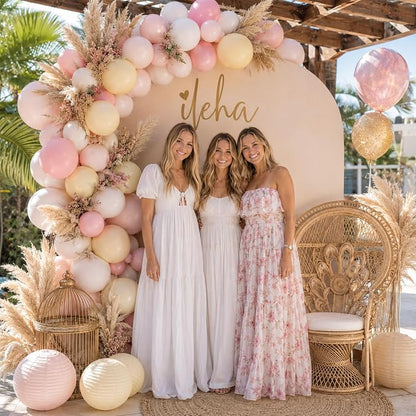 Pink and Yellow Balloons, 12 Inch Pastel Baby Light Pink Yellow Sand White - Image 2