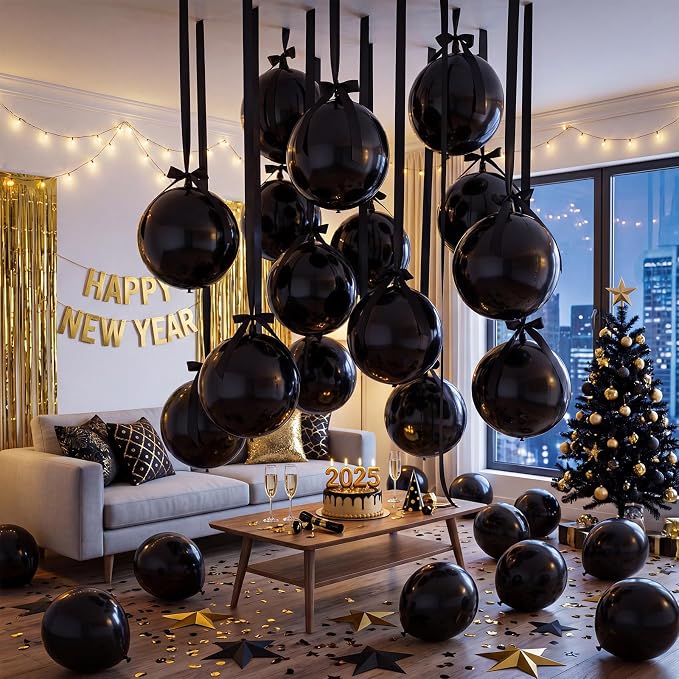 20 Pcs Metallic Black Foil Balloons Giant 22 Inch 4d Round Metallic Balloons - Image 5