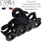 Camila Paris CP3025 French Hair Clip for Women, 2 inch Girls Hair Claw Clips Jaw Black Fashion Durable and Styling Hair Accessories for Women, Strong Hold No Slip Grip, Made in France