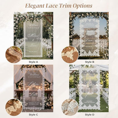 Personalized Sheer Tulle Wedding Welcome Banner Sign - Image 5