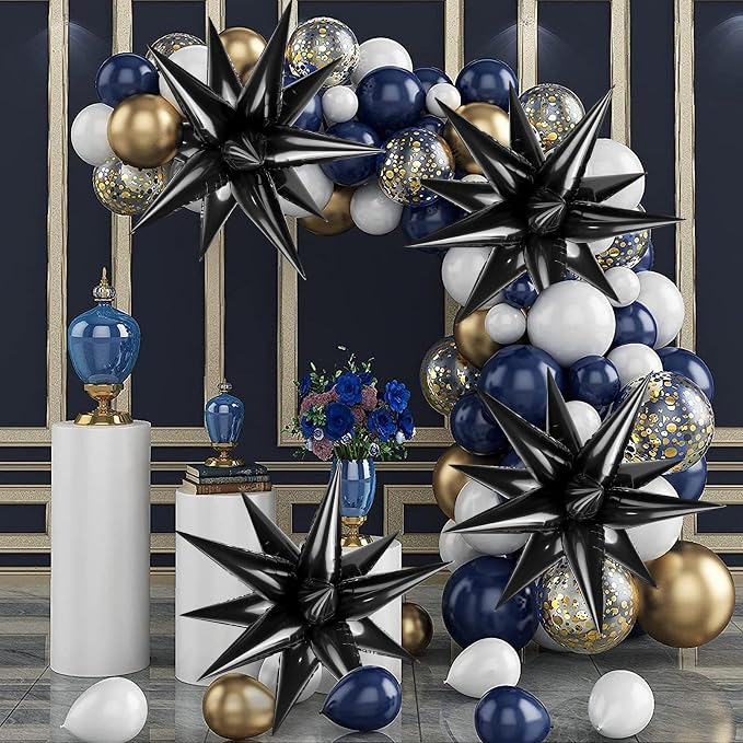 60 Pcs Star Balloons Explosion 12 Point Foil Cone Balloons Magic Balloon Large - Image 3