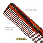 Kent 16T Tortoise Fine and Wide Tooth for Daily Grooming,Handmade Styling Comb for All Hair Types,Wet or Dry Hair Detangling Comb for Men and Women,Saw Cut Hand Polished,Made in England