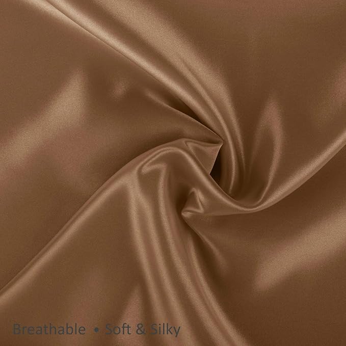 BLISSFORD Luxury Satin Pillowcase for Hair – King Satin Pillowcase with Zipper, Camel (Pillowcase Set of 2)