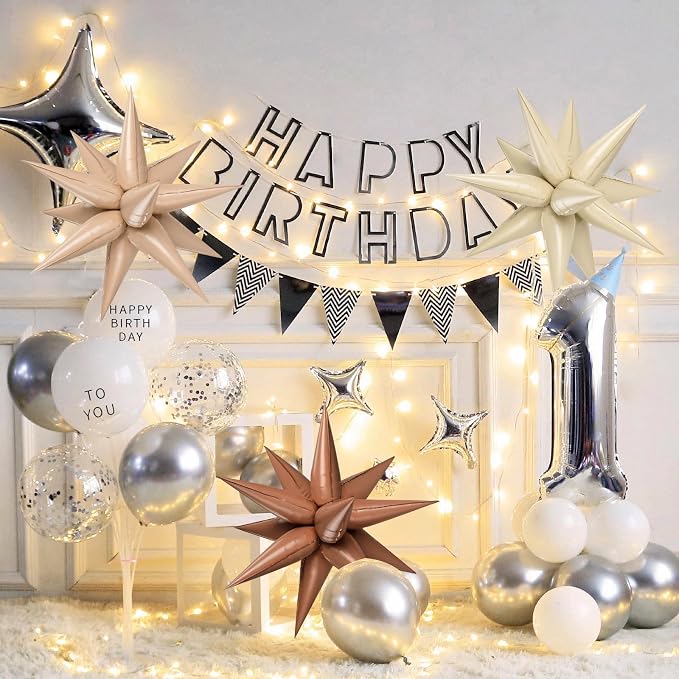 Brown Cream Caramel Star Foil Balloons - Image 5