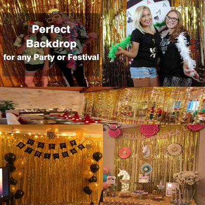 GOER 3.2 ft x 9.8 ft Metallic Tinsel Foil Fringe Curtains, Party Streamer - Image 6