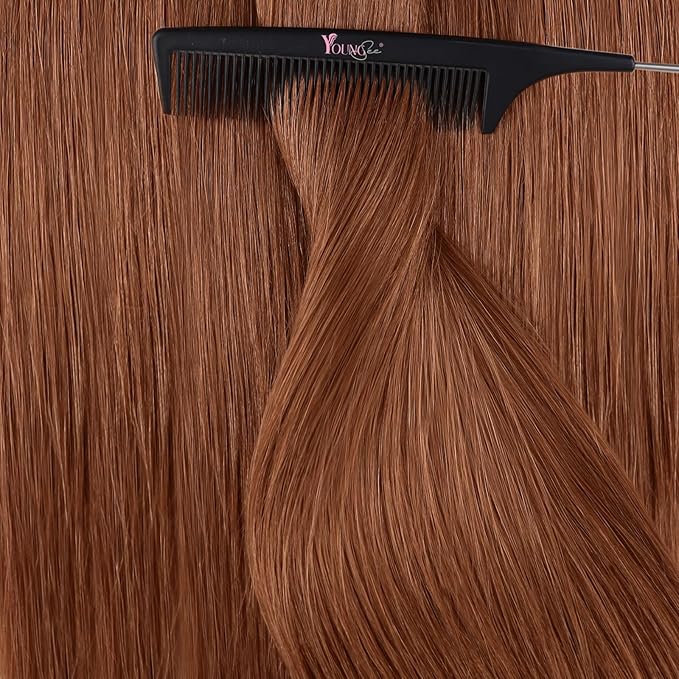 YoungSee Tape in Hair Extensions Human Hair Copper Human Hair Tape in Extensions Copper Tape-in Human Hair Extension 16Inch Short Tape-ins Hair Extension 20Pcs 50G
