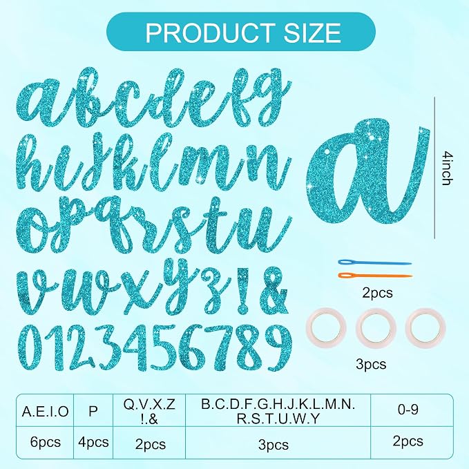 BEISHIDA Glitter Lake Blue 116 PCS A-Z DIY Letter Banner Kit Make Your Own - Image 2