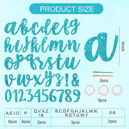 BEISHIDA Glitter Lake Blue 116 PCS A-Z DIY Letter Banner Kit Make Your Own - Image 2